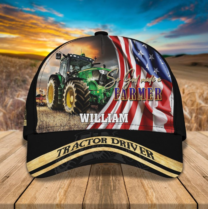 Personalized Tractor Driver Hat for Men & Women, Tractor 3D Baseball Cap for Farmer Trucker Hats Custom Hats Gifts For Men & Women