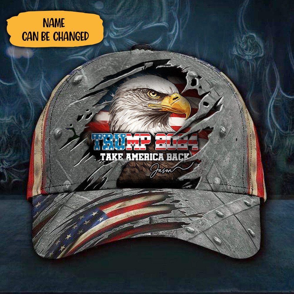 Personalized Trump 2024 Hat Take America Back Patriotic Eagle Donald Trump Merch Patriotic Hat Trucker Hats Custom Hats Gifts For Men & Women