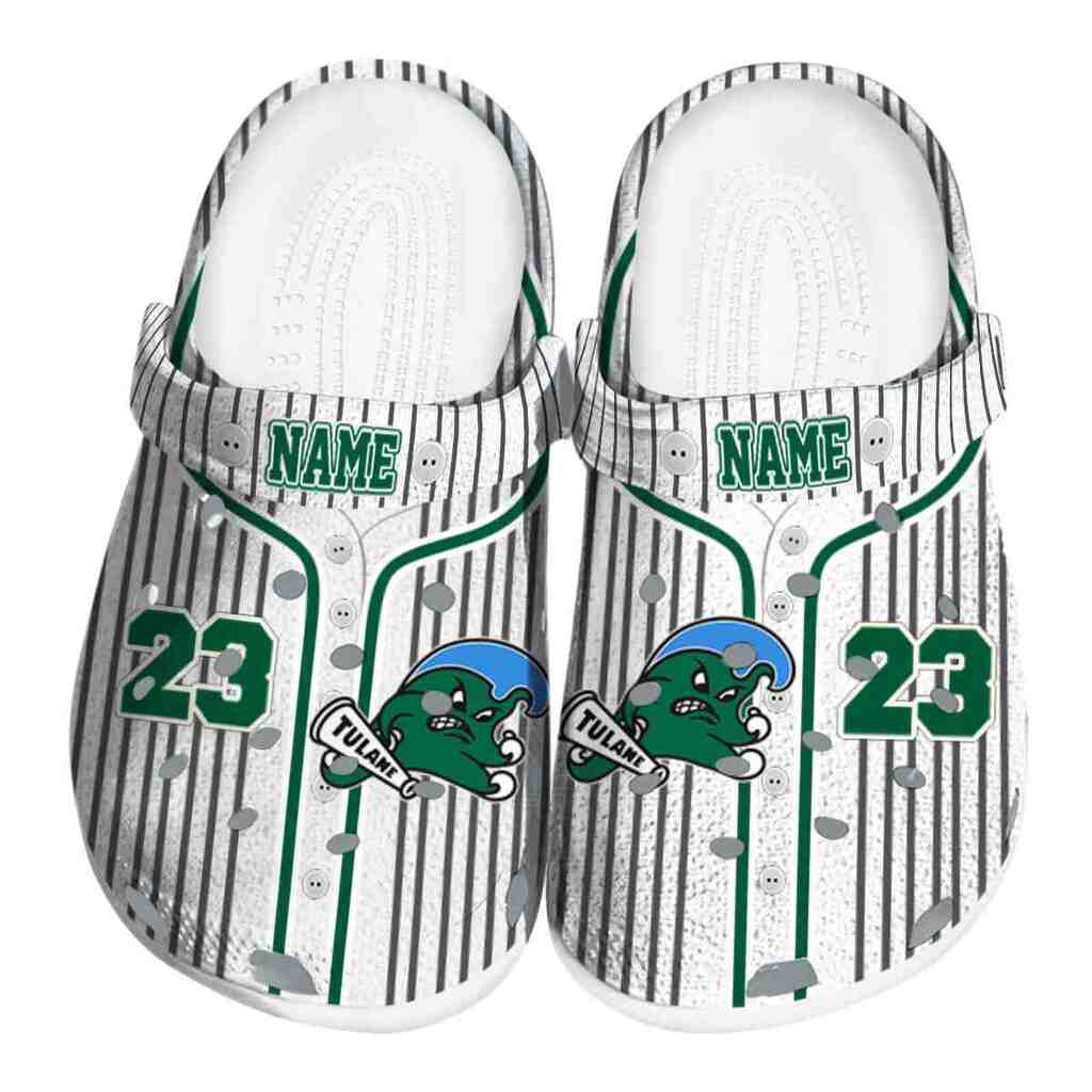 Personalized Tulane Green Wave Pinstripe Pattern ClogTVC1801720