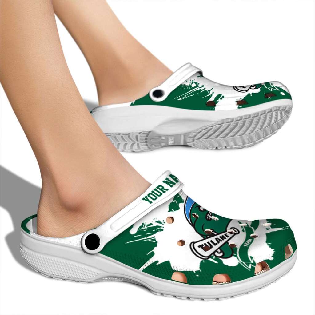 Personalized Tulane Green Wave Splatter Pattern ClogTVC1801746 - Image 2