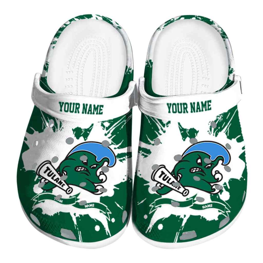 Personalized Tulane Green Wave Splatter Pattern ClogTVC1801746