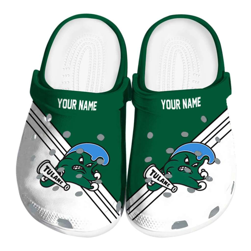 Personalized Tulane Green Wave Striped Accents ClogTVC1801836