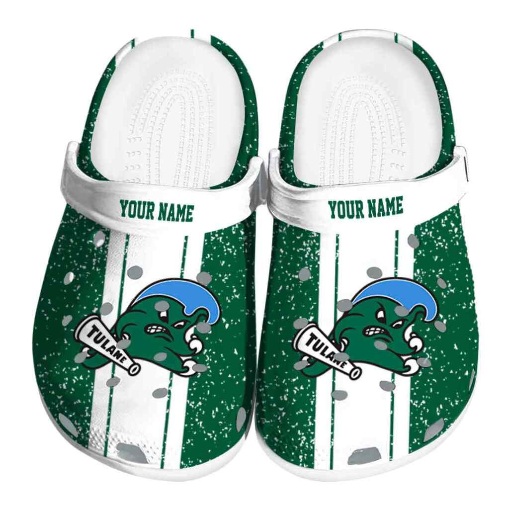Personalized Tulane Green Wave Vertical Stripes ClogTVC1801720