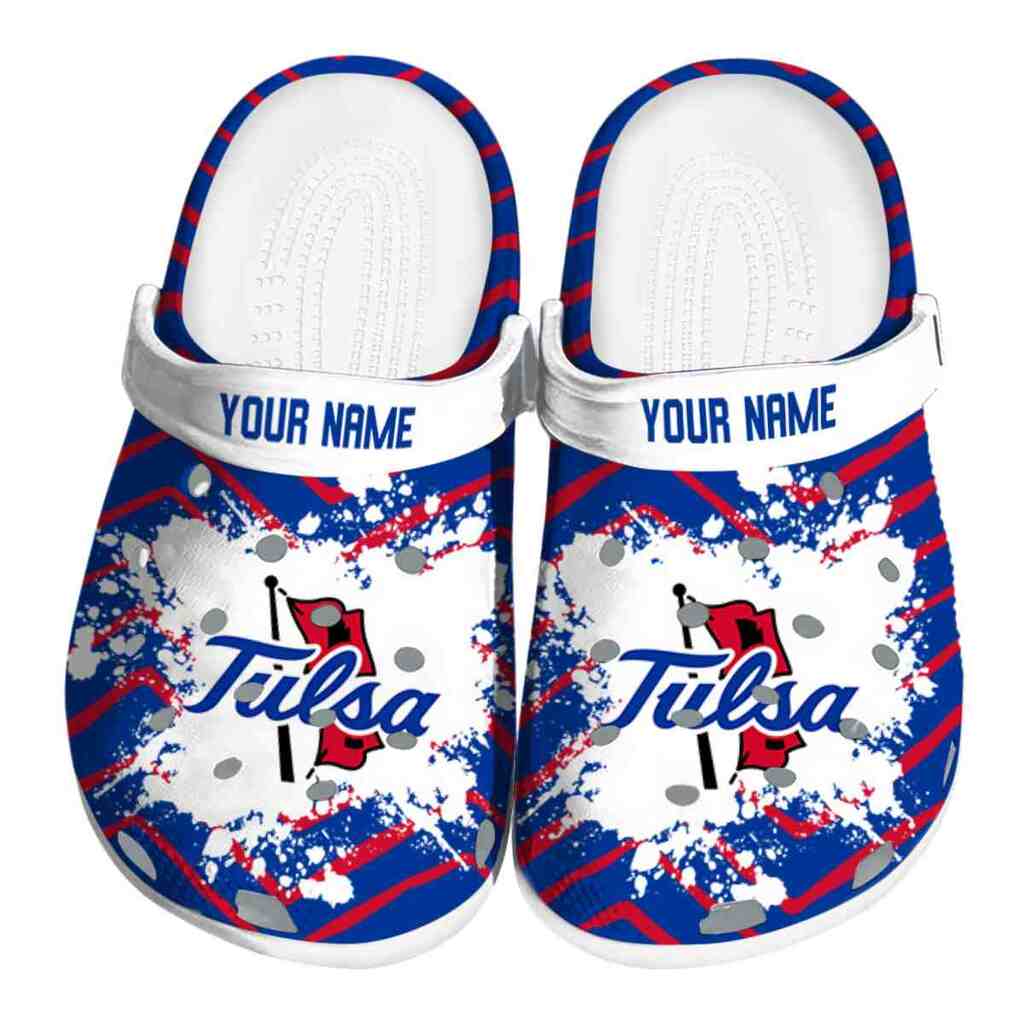 Personalized Tulsa Golden Hurricane Zigzag Paint Burst ClogTVC1801795