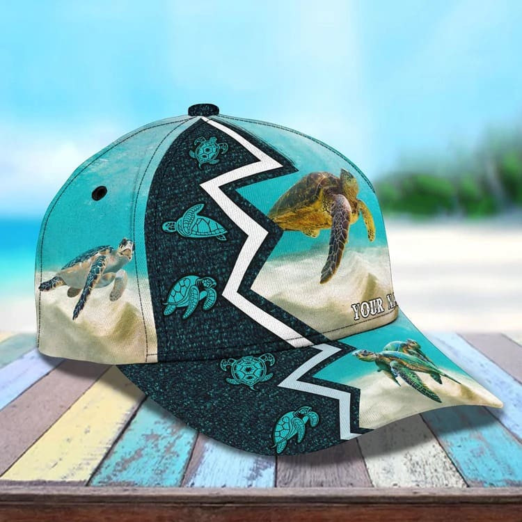 Personalized Turtle Cap for Son, Summer Beach Turtle Hat for Him Turtle Lovers Summer Holiday Trucker Hats Custom Hats Gifts For Men & Women