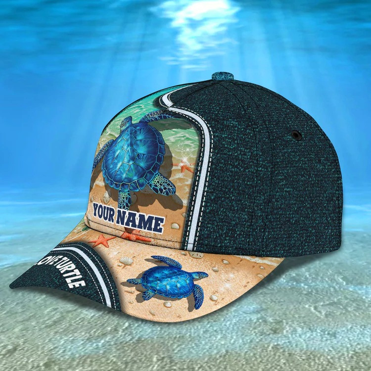 Personalized Turtle Cap for Son, Summer Beach Turtle Hat for Him Turtle Lovers Summer Holiday Trucker Hats Custom Hats Gifts For Men & Women