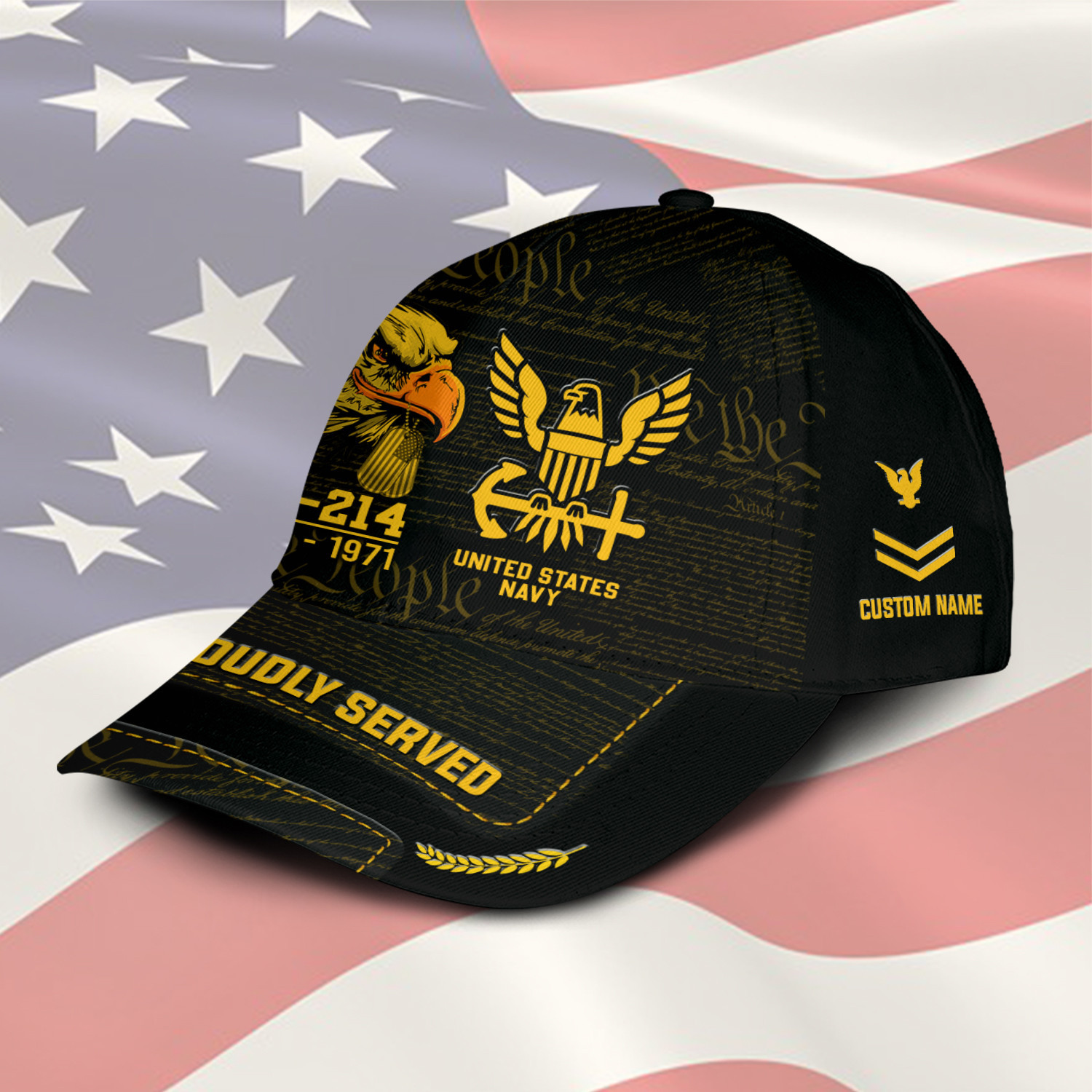 Personalized U.S. Navy Veteran Hat - Custom Military Rank Name Year and Ball Cap Printing Trucker Hats Custom Hats Gifts For Men & Women