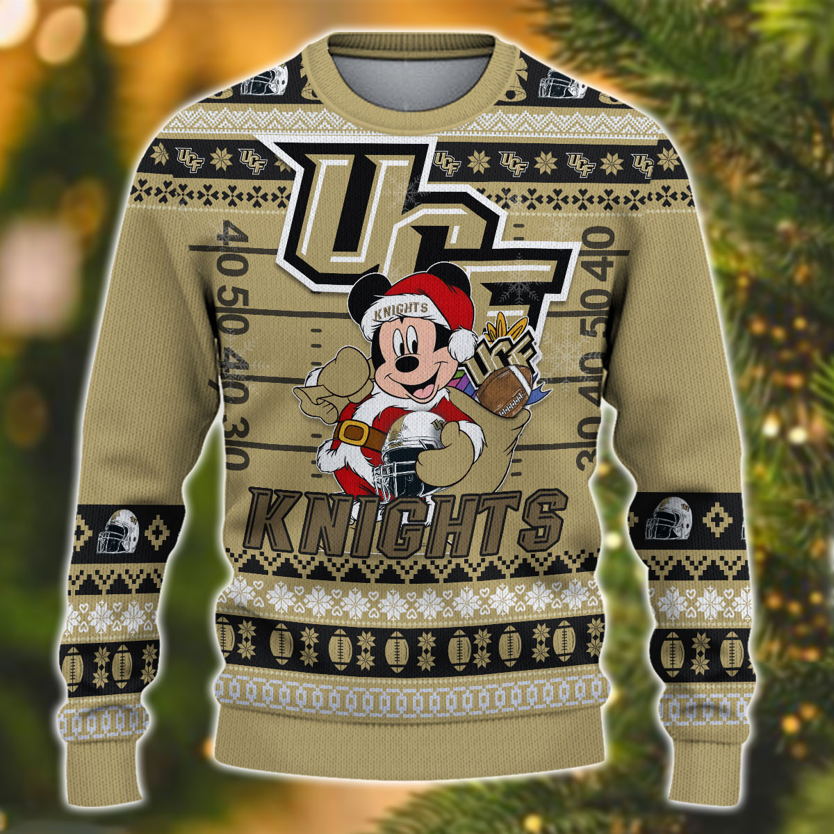 Personalized UCF Knights Mickey Ugly Christmas Sweater Adult 3D Funny Matching for family - Image 2