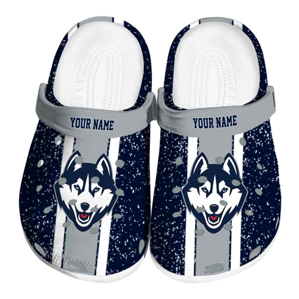 Personalized UConn Huskies Vertical Stripes ClogTVC1801753