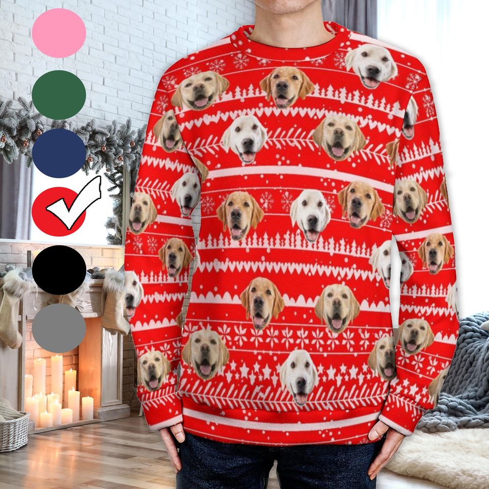 Personalized Ugly Christmas Sweater with Dog, Custom Ugly Sweater