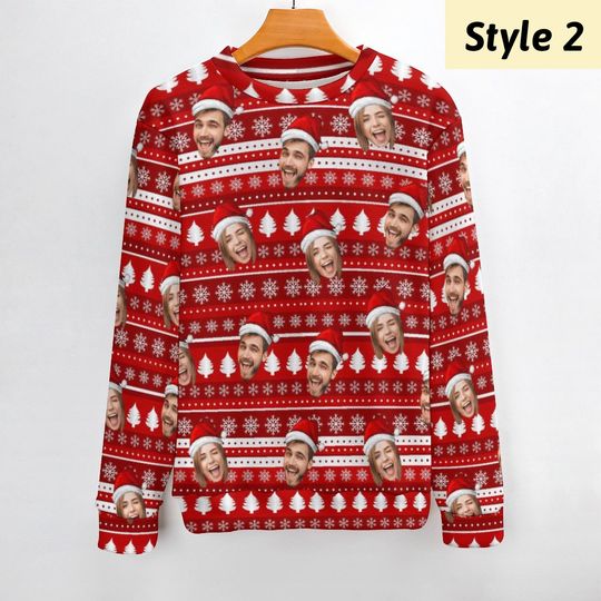 Personalized Ugly Christmas Sweater with Face for Man, Custom Family Photo Sweater - Image 13