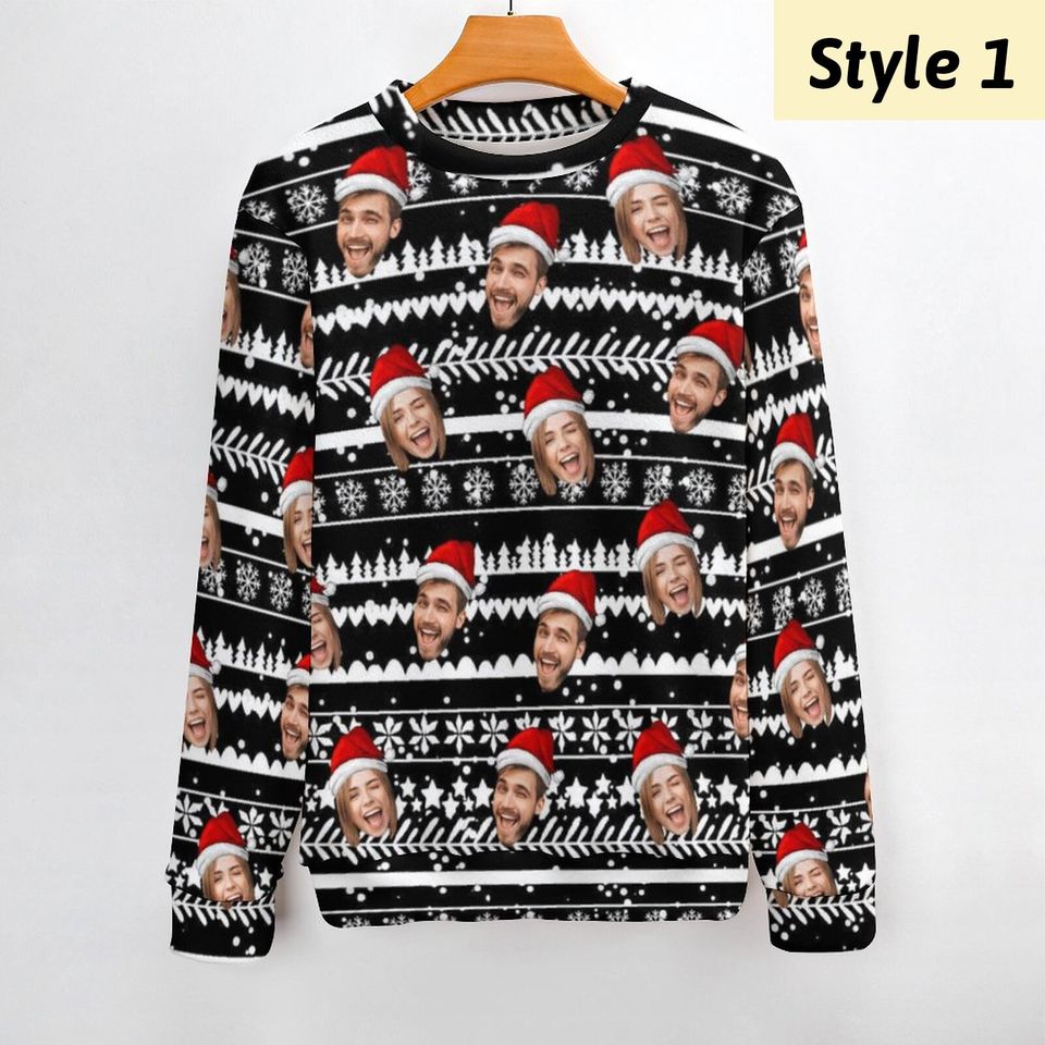 Personalized Ugly Christmas Sweater with Face for Man, Custom Family Photo Sweater - Image 3