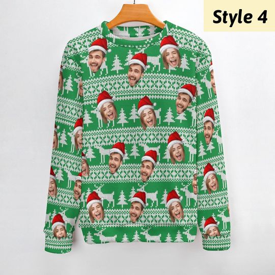 Personalized Ugly Christmas Sweater with Face for Man, Custom Family Photo Sweater - Image 15