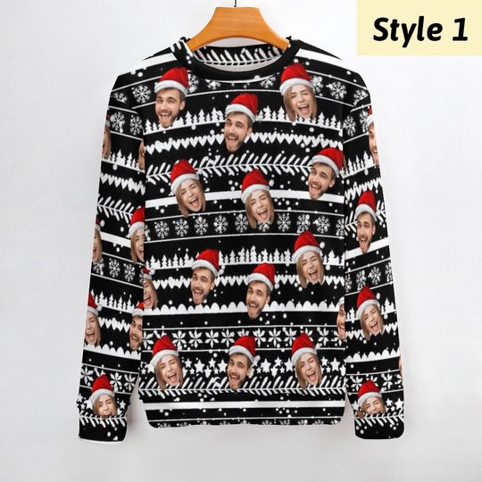 Personalized Ugly Christmas Sweater with Face for Man, Custom Family Photo Sweater - Image 12