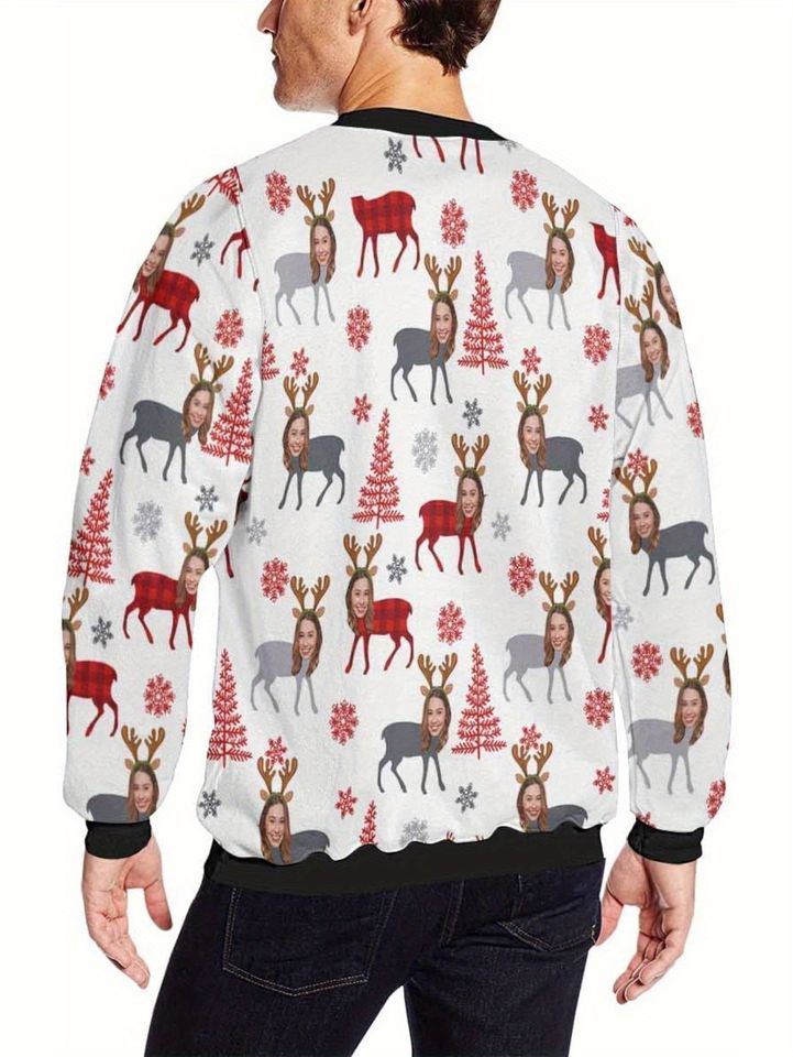 Personalized Ugly Christmas Sweater with Face Print, Funny Holiday Crewneck, Custom Xmas Sweatshirt - Image 2