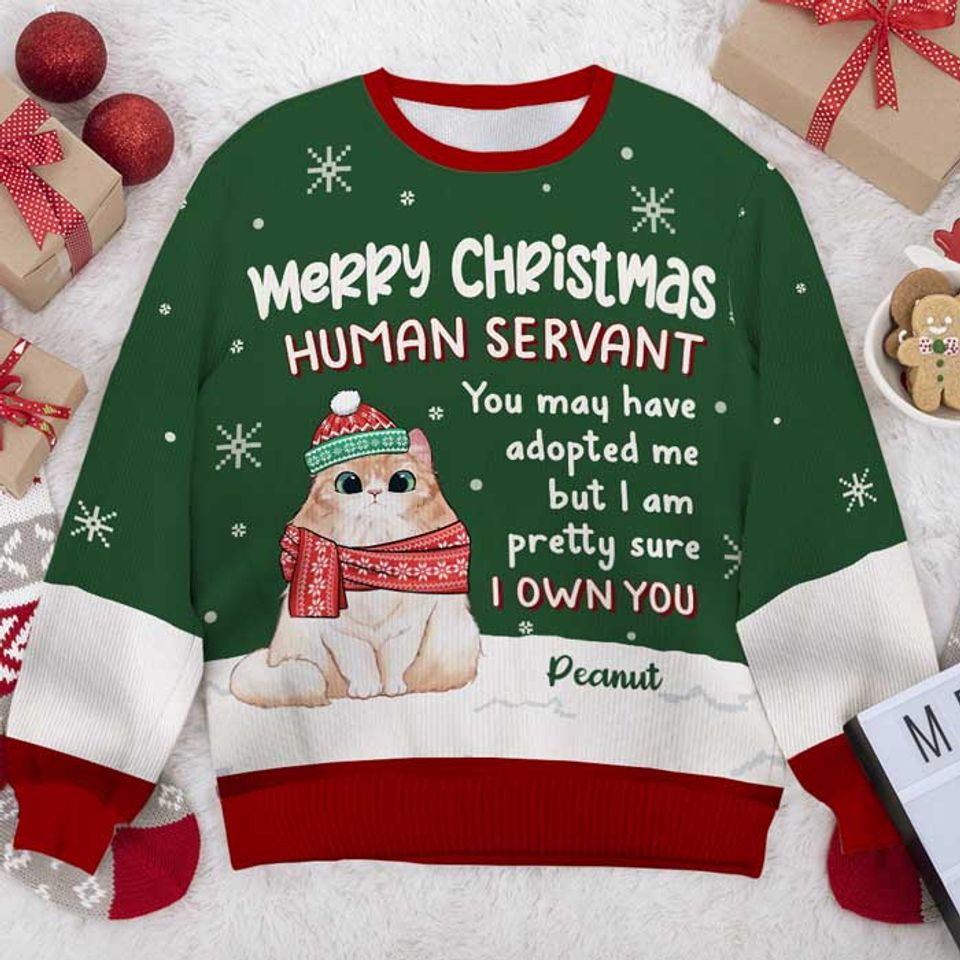 Personalized Ugly Christmas Sweatshirt for Human Servants