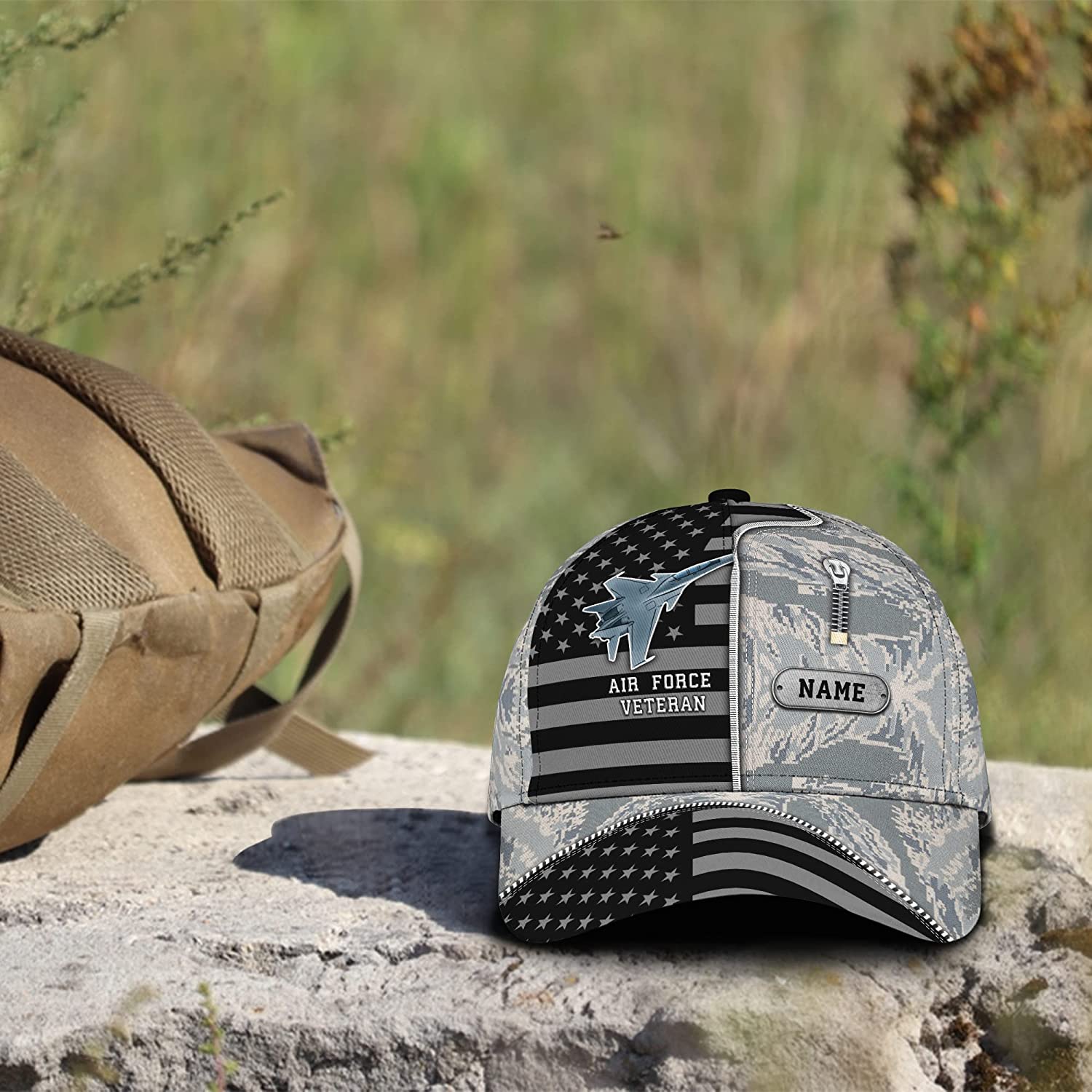 Personalized US Air Force Veteran Snapback Closure 3D Print Cap, Camouflage Pattern 3D Classic Cap for Men Women, Veteran Day Gift Trucker Hats Custom Hats Gifts For Men & Women