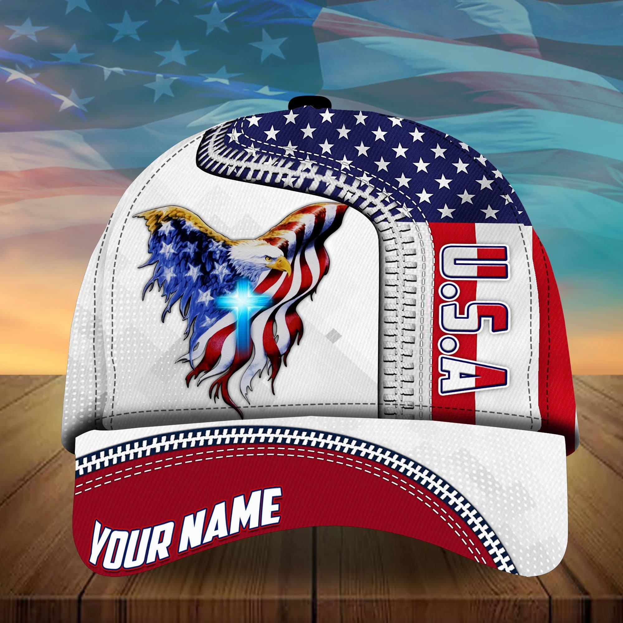 Personalized US Eagle American Patriot Classic Cap Trucker Hats Custom Hats Gifts For Men & Women