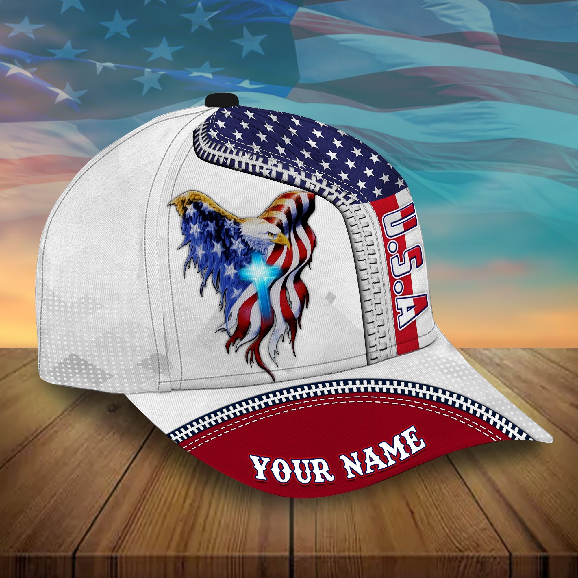 Personalized US Eagle American Patriot Classic Cap Trucker Hats Custom Hats Gifts For Men & Women