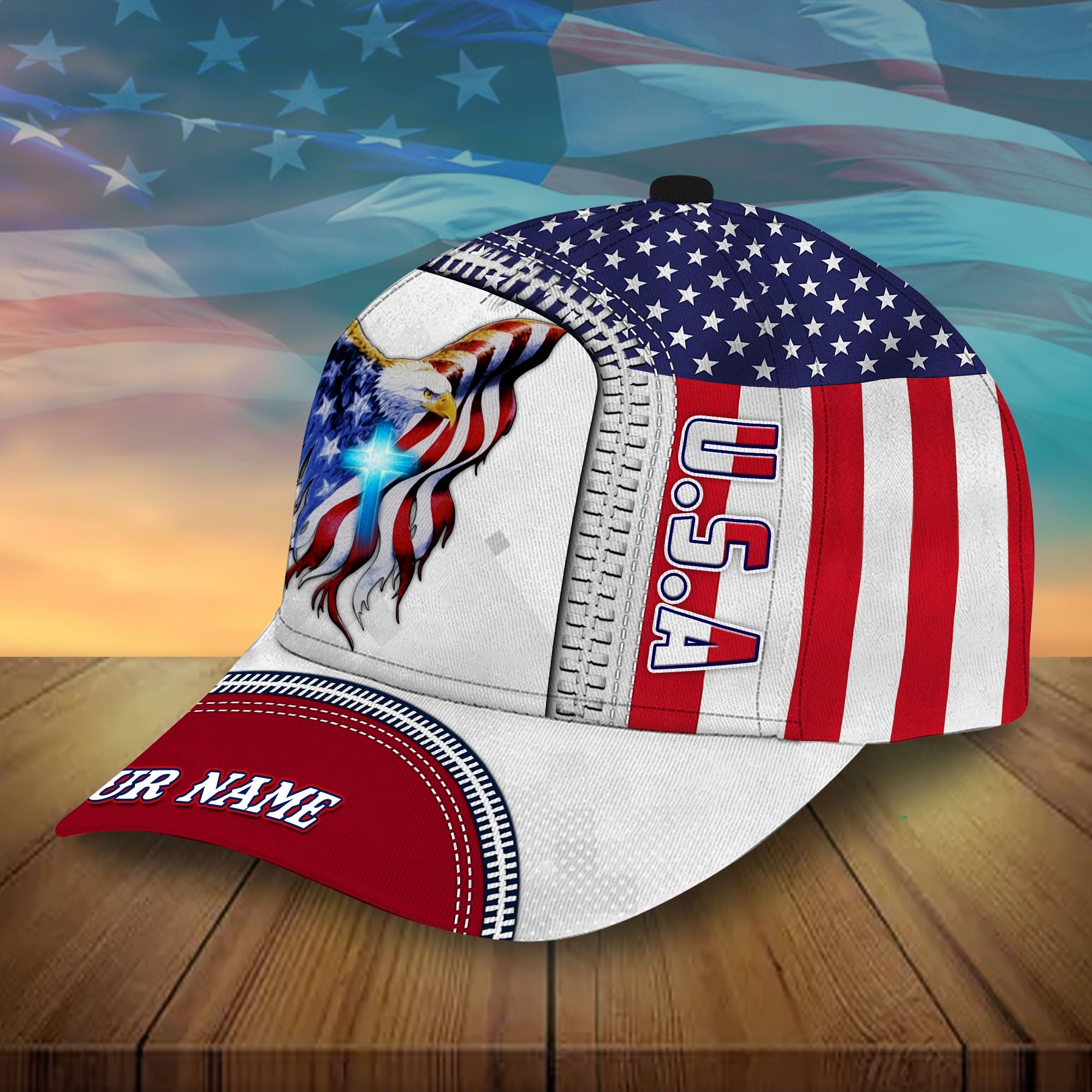 Personalized US Eagle American Patriot Classic Cap Trucker Hats Custom Hats Gifts For Men & Women
