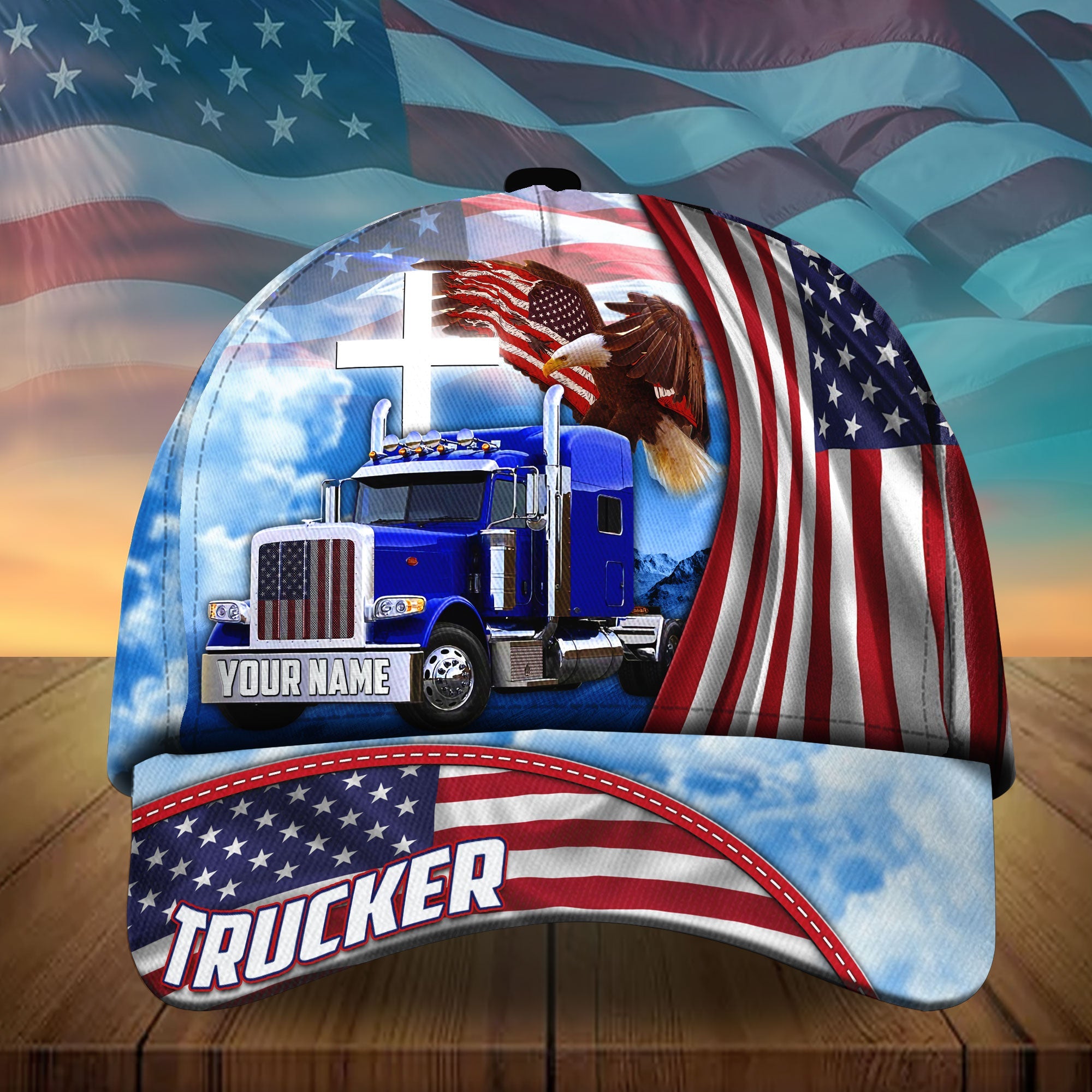 Personalized US Truckers Cap Patriotic Multicolor Trucker Hats Custom Hats Gifts For Men & Women