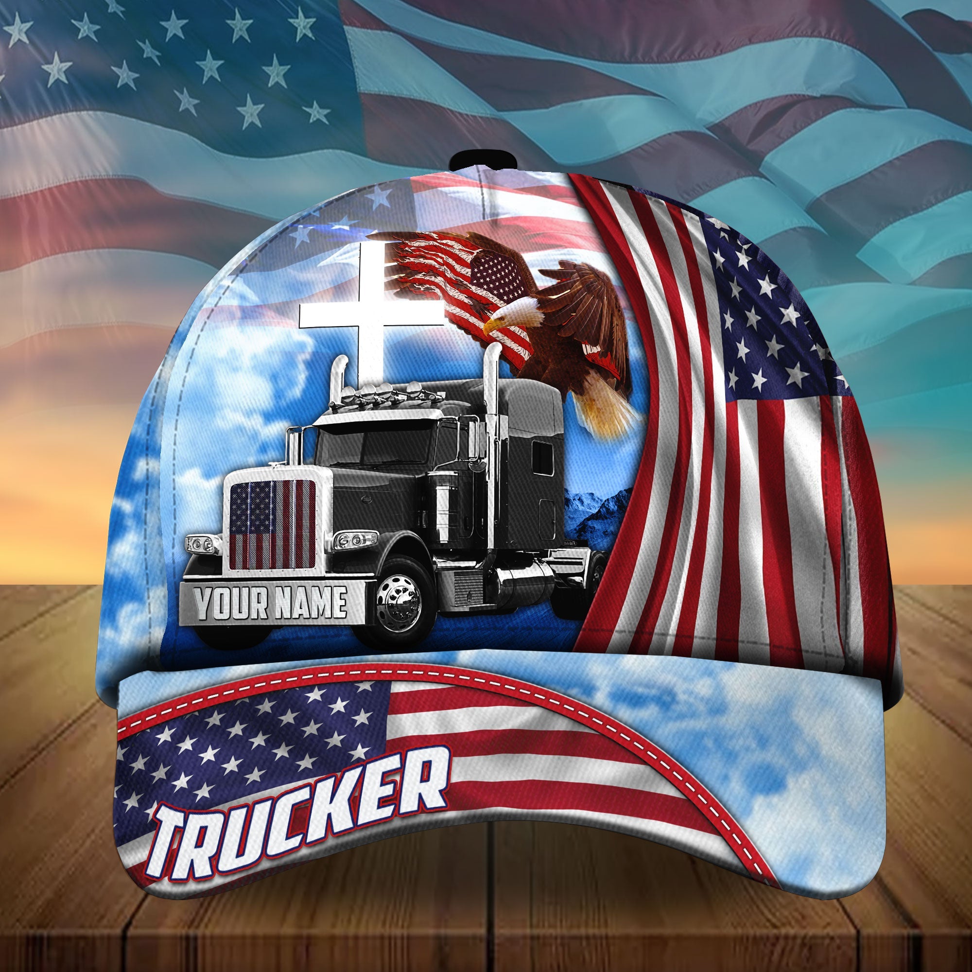 Personalized US Truckers Cap Patriotic Multicolor Trucker Hats Custom Hats Gifts For Men & Women