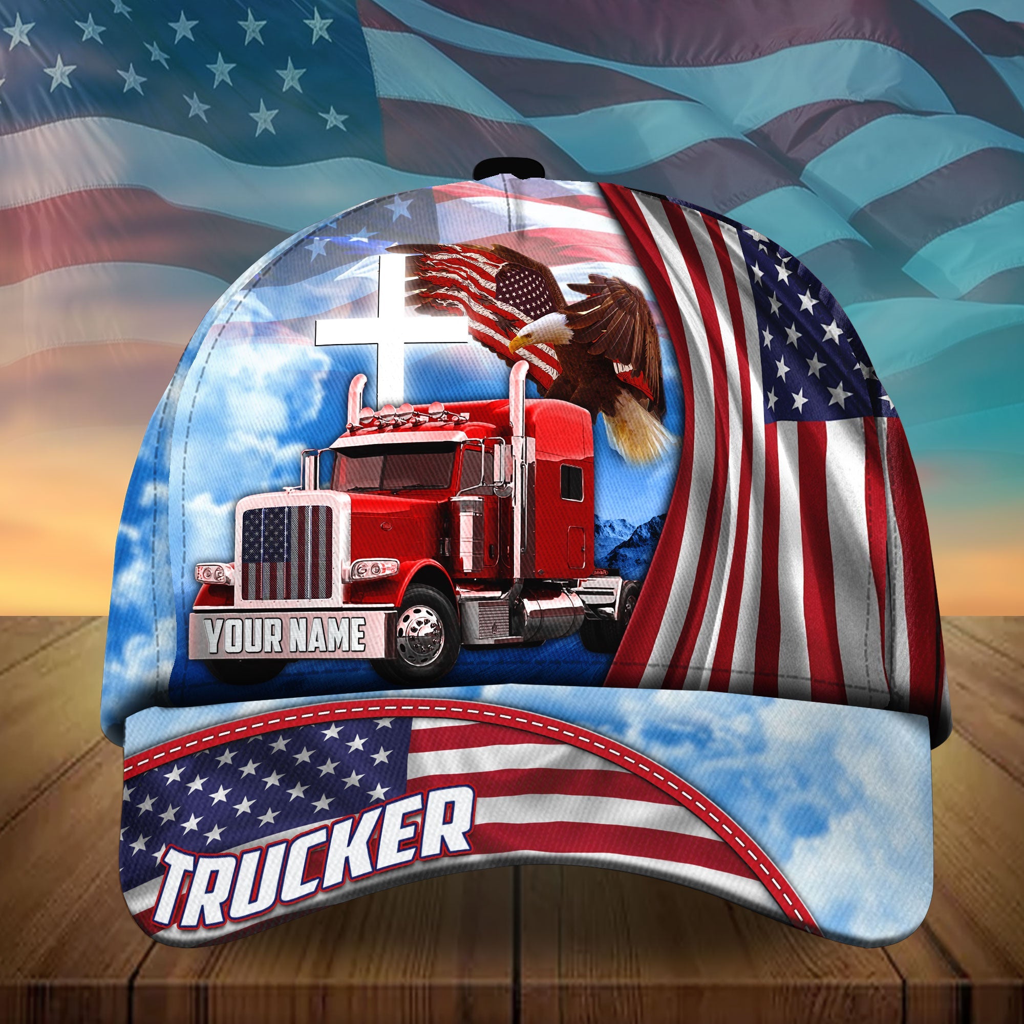 Personalized US Truckers Cap Patriotic Multicolor Trucker Hats Custom Hats Gifts For Men & Women