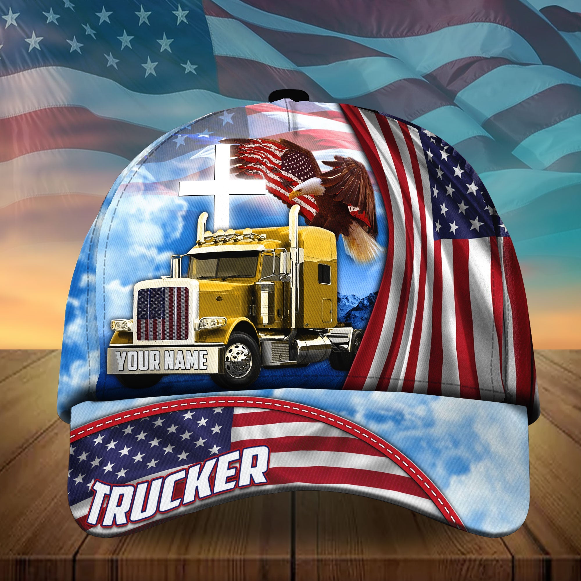Personalized US Truckers Cap Patriotic Multicolor Trucker Hats Custom Hats Gifts For Men & Women
