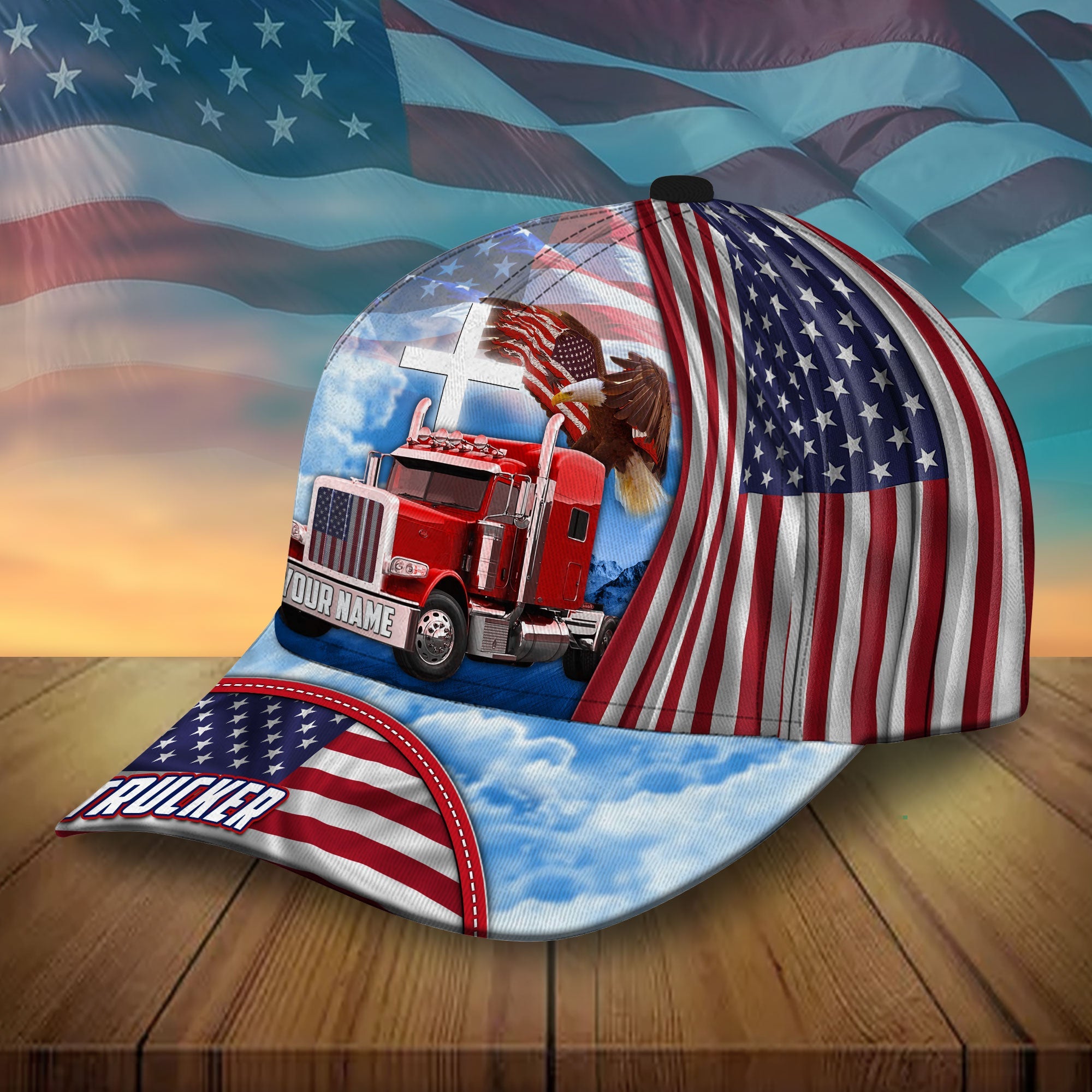 Personalized US Truckers Cap Patriotic Multicolor Trucker Hats Custom Hats Gifts For Men & Women