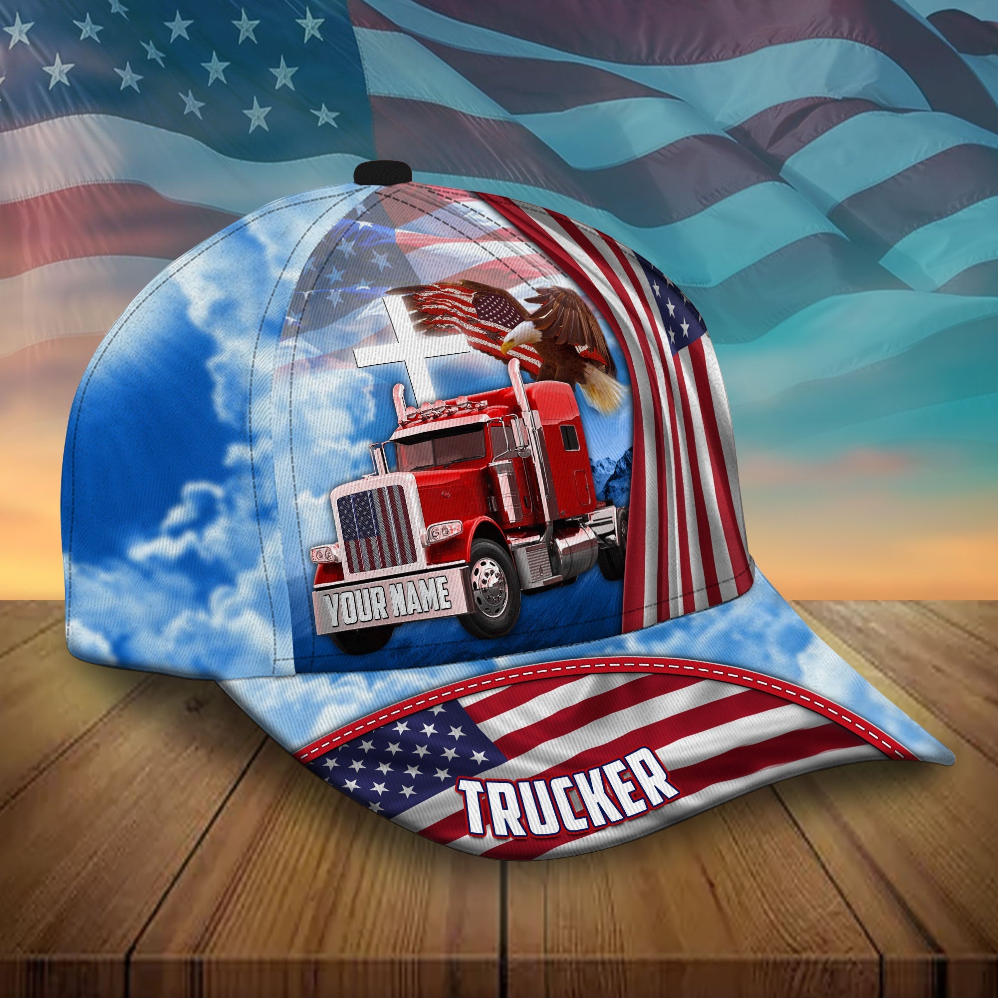 Personalized US Truckers Cap Patriotic Multicolor Trucker Hats Custom Hats Gifts For Men & Women