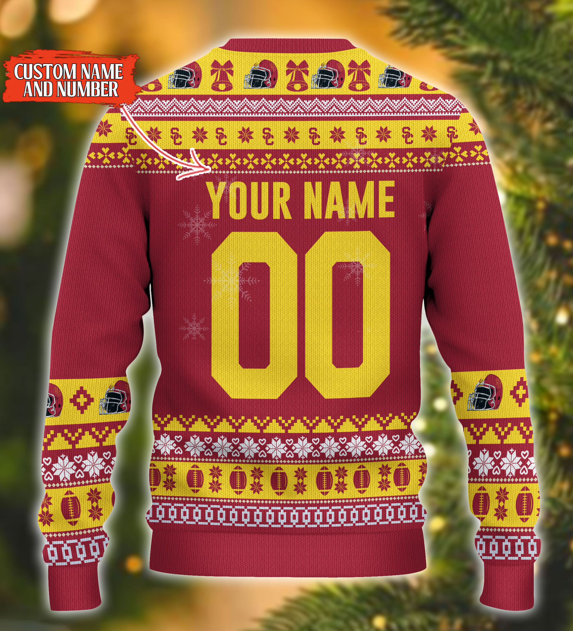 Personalized USC Trojans Mickey Ugly Christmas Sweater Adult 3D Funny Matching for family - Image 3