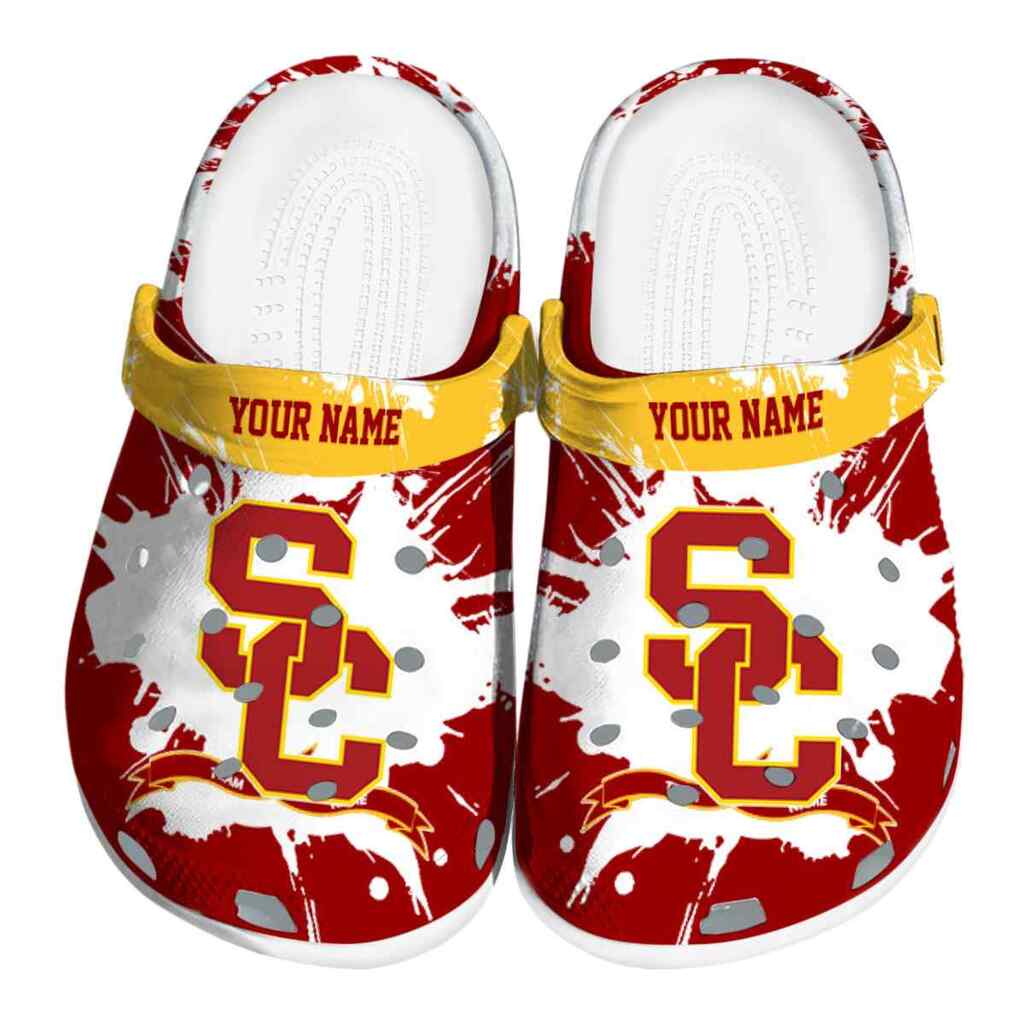 Personalized USC Trojans Splatter Pattern ClogTVC180160