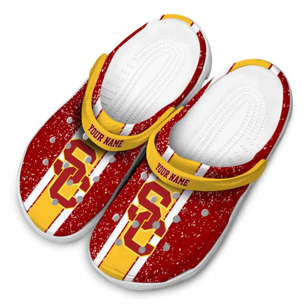 Personalized USC Trojans Vertical Stripes ClogTVC180160 - Image 4