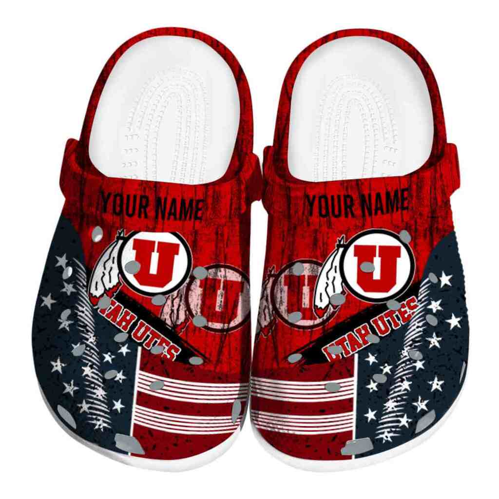 Personalized Utah Utes Star-Spangled Side Pattern ClogTVC180166