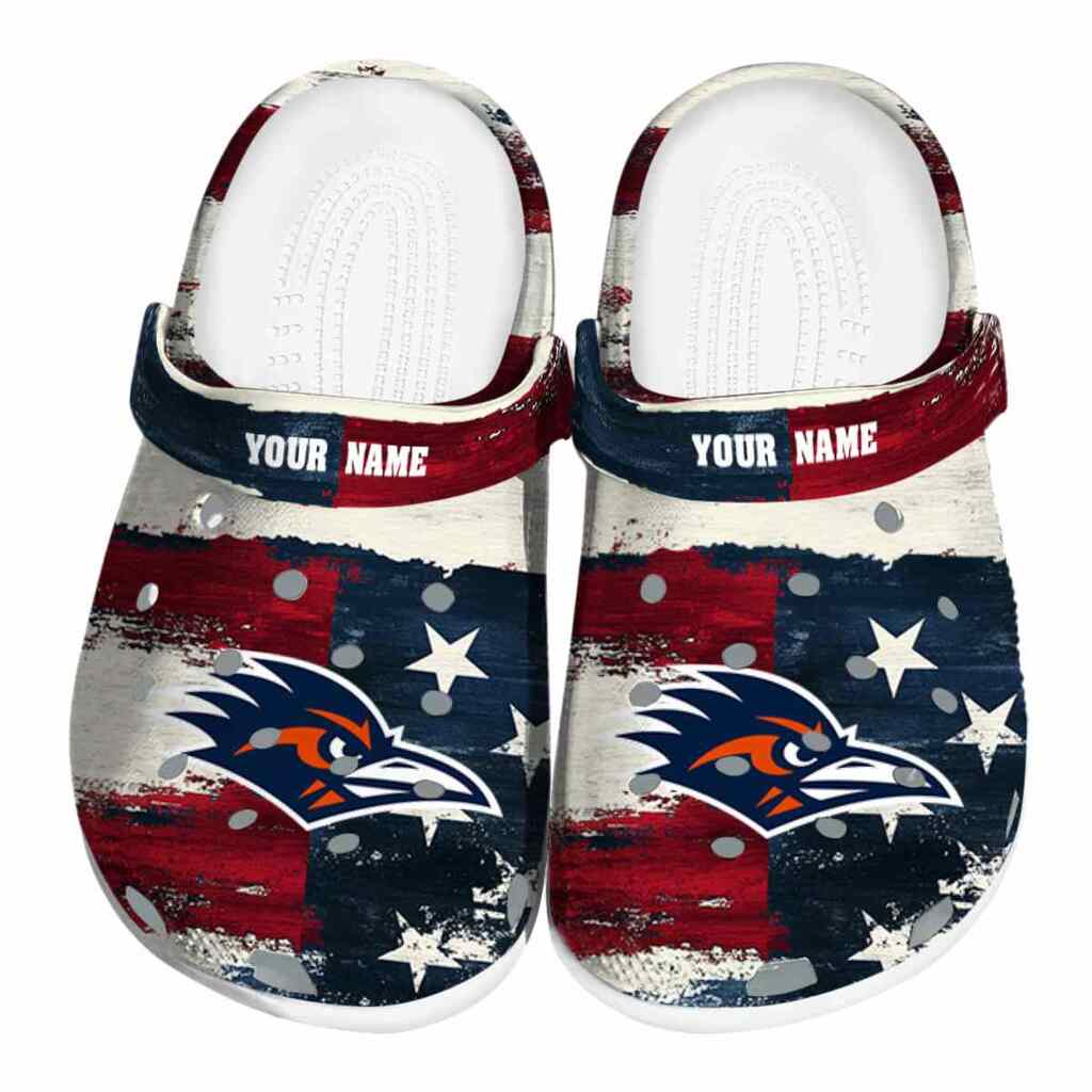 Personalized UTSA Roadrunners Patriotic Stripes ClogTVC1801773