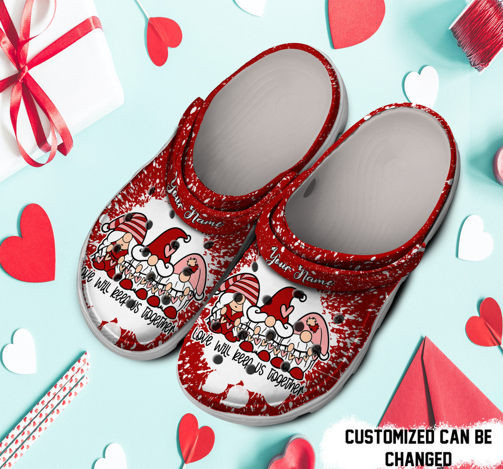 Personalized Valentine Gnome We Will Keep Us Togerther clog Shoes For Men And Women