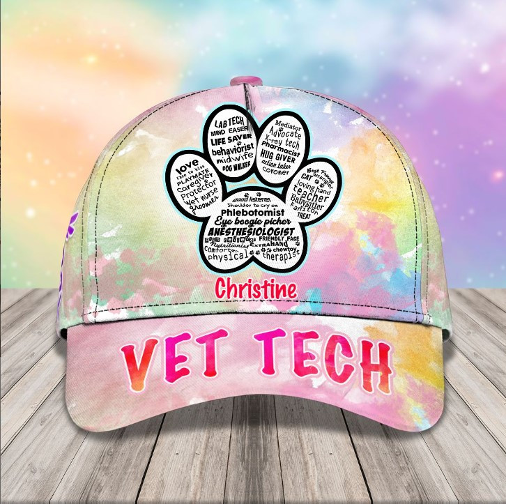 Personalized Vet Tech 3D Baseball Cap for Female Vet Tech for Pet, Vet Tech Hat Trucker Hats Custom Hats Gifts For Men & Women