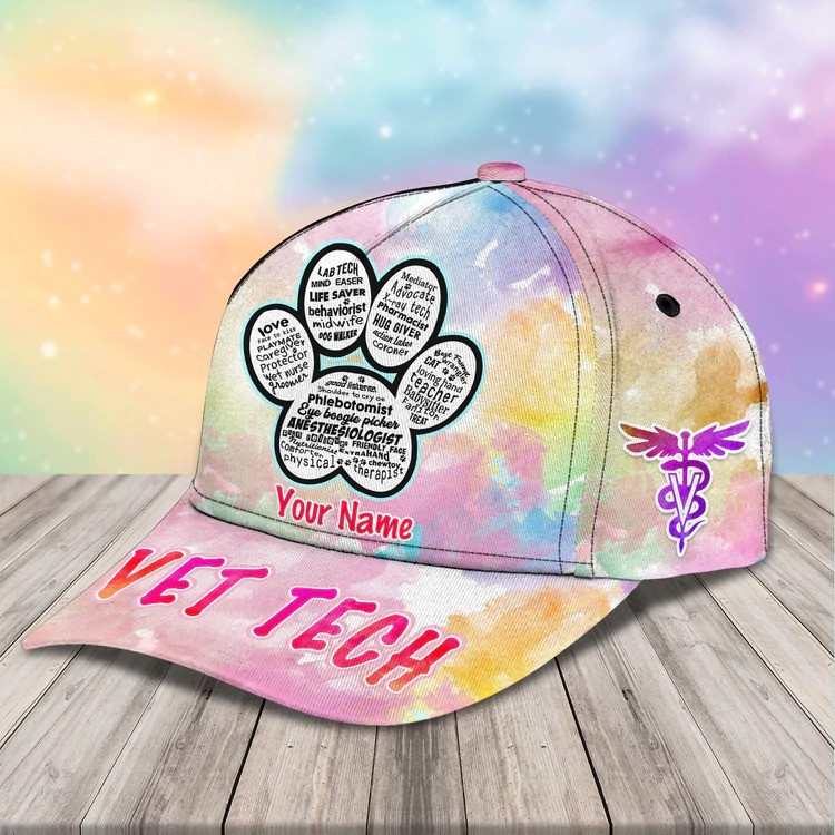 Personalized Vet Tech 3D Baseball Cap for Female Vet Tech for Pet, Vet Tech Hat Trucker Hats Custom Hats Gifts For Men & Women