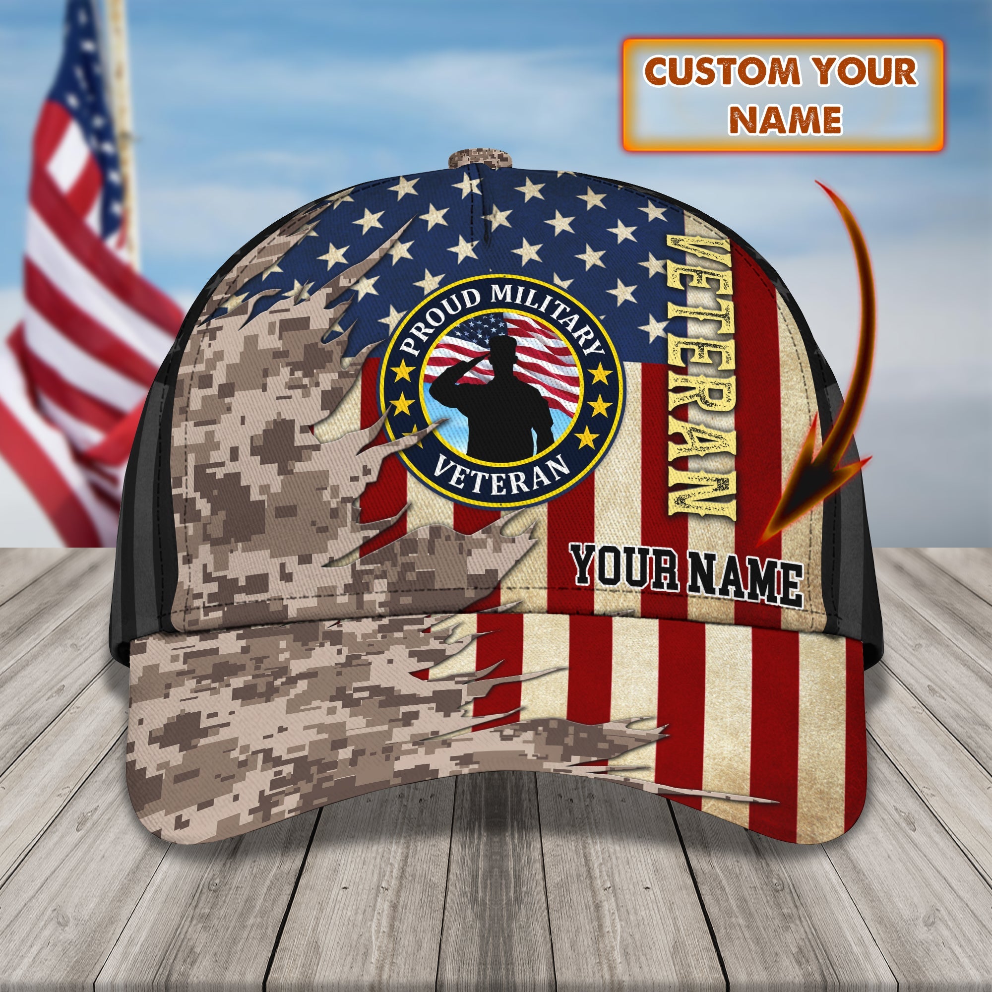 Personalized Veteran Classic Cap Trucker Hats Custom Hats Gifts For Men & Women