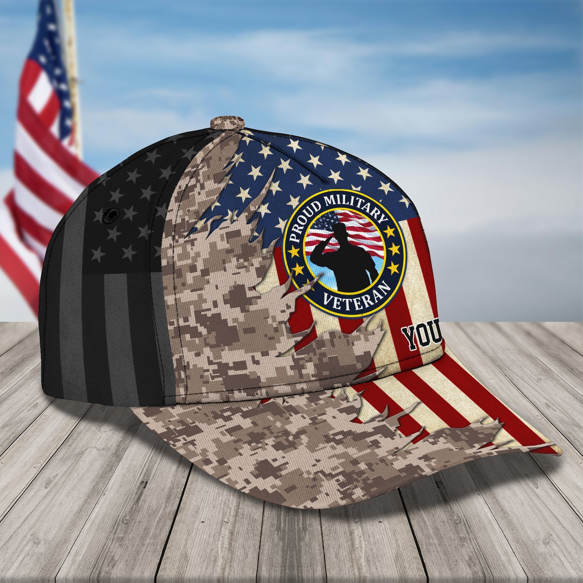 Personalized Veteran Classic Cap Trucker Hats Custom Hats Gifts For Men & Women