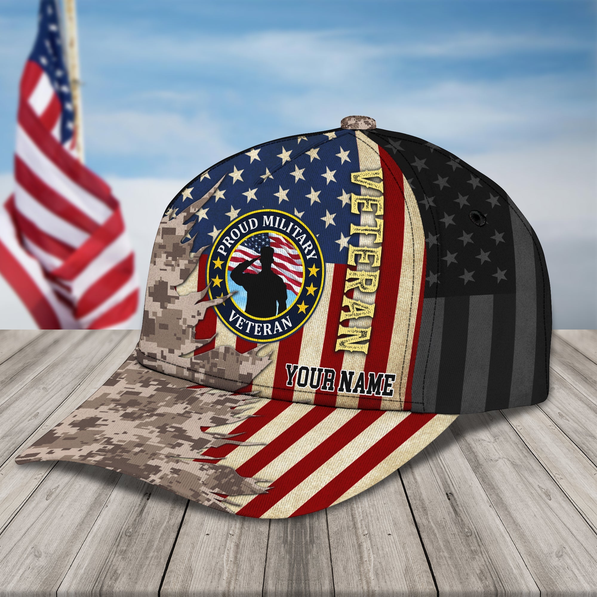 Personalized Veteran Classic Cap Trucker Hats Custom Hats Gifts For Men & Women