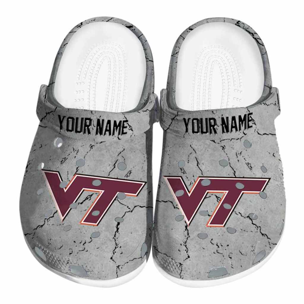Personalized Virginia Tech Hokies Cracked Texture ClogTVC1801134