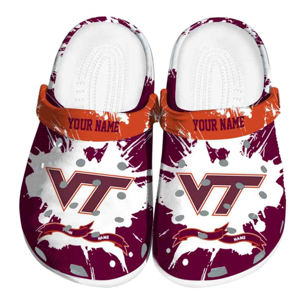 Personalized Virginia Tech Hokies Splatter Pattern ClogTVC1801133