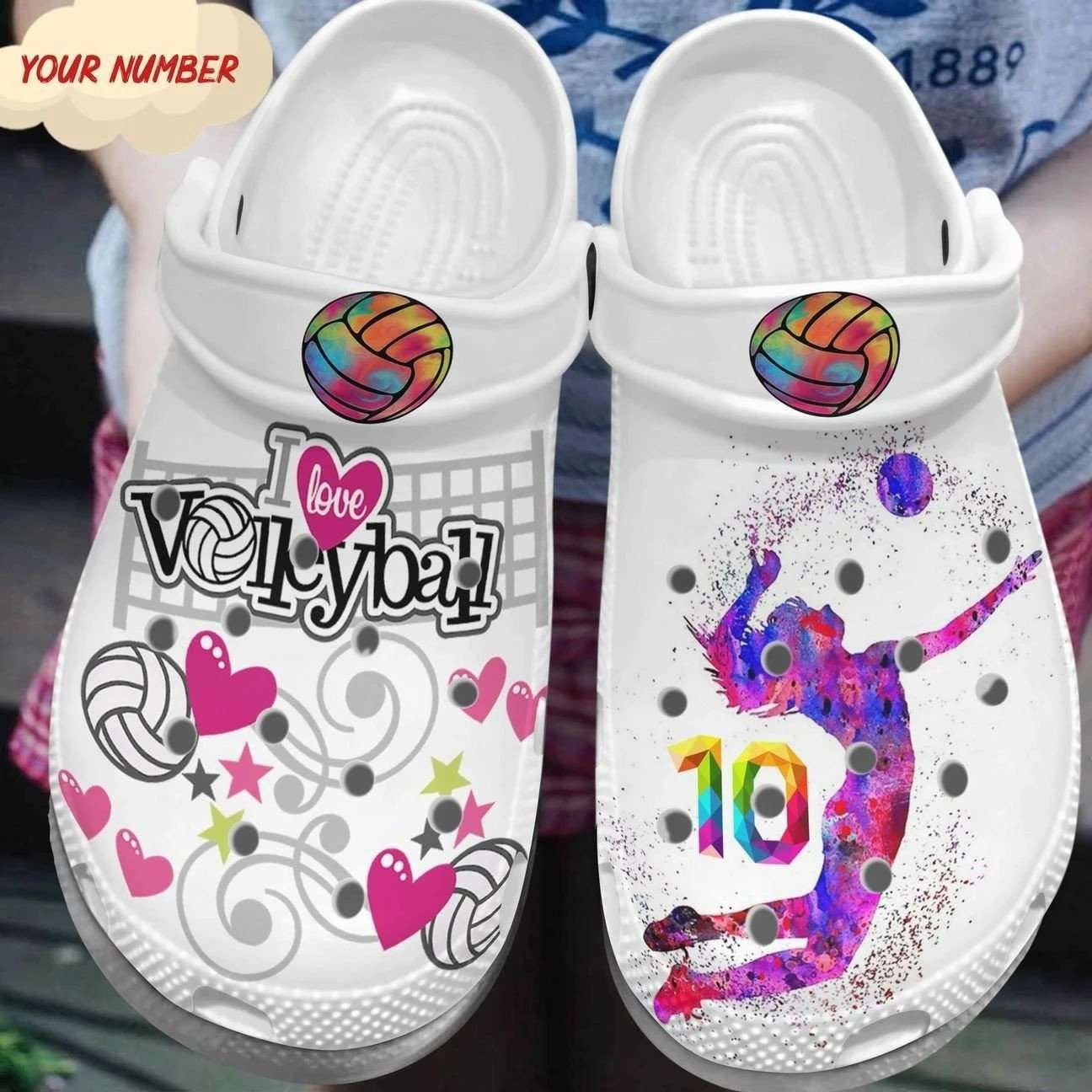 Personalized Volleyball Crocband Clogs