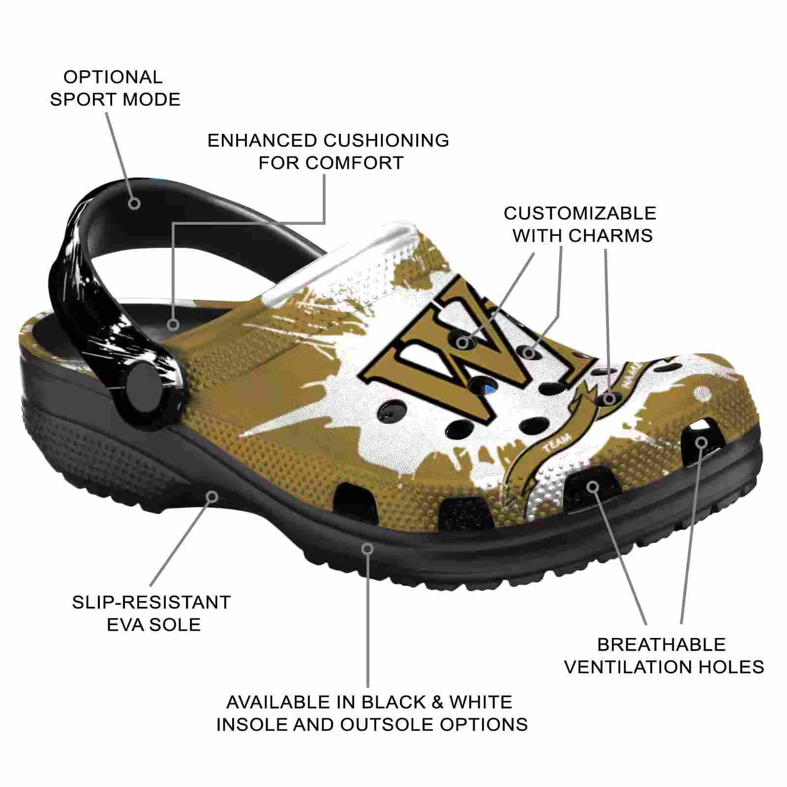 Personalized Wake Forest Demon Deacons Splatter Pattern ClogTVC1801745 - Image 5