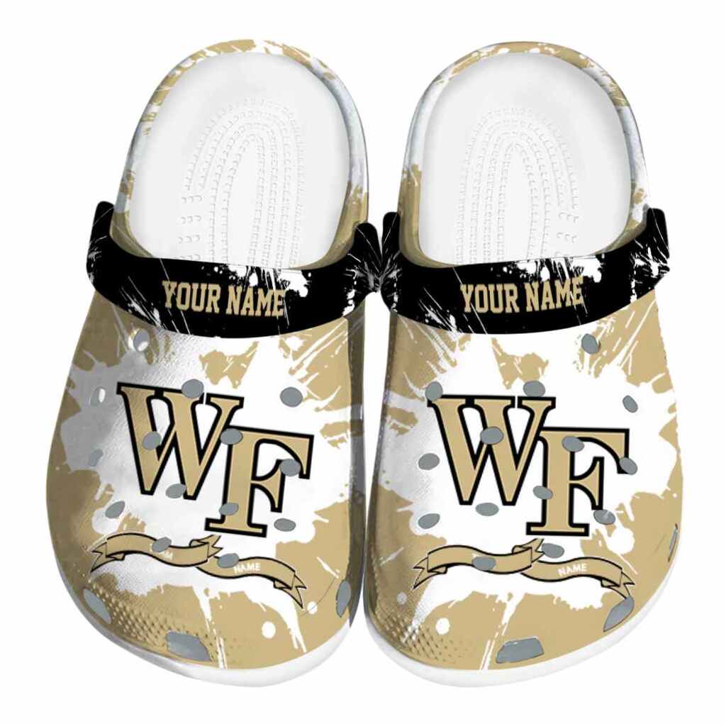 Personalized Wake Forest Demon Deacons Splatter Pattern ClogTVC1801745