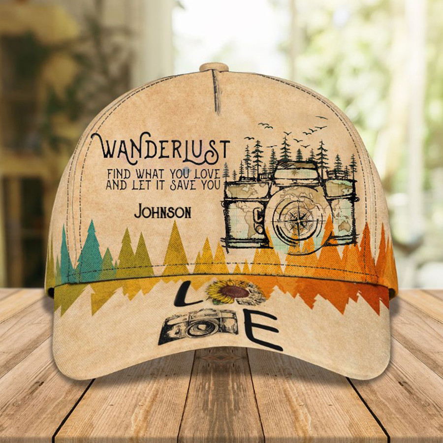 Personalized Wanderlust 3D Baseball Cap, Wanderlust Hat for Him Trucker Hats Custom Hats Gifts For Men & Women