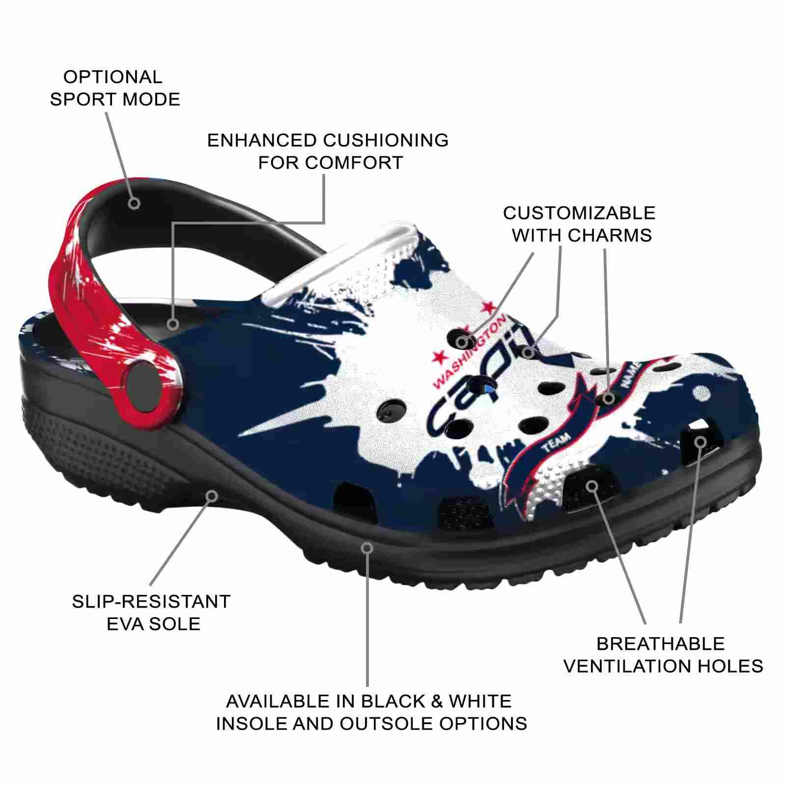 Personalized Washington Capitals Splatter Pattern ClogTVC1801861 - Image 5