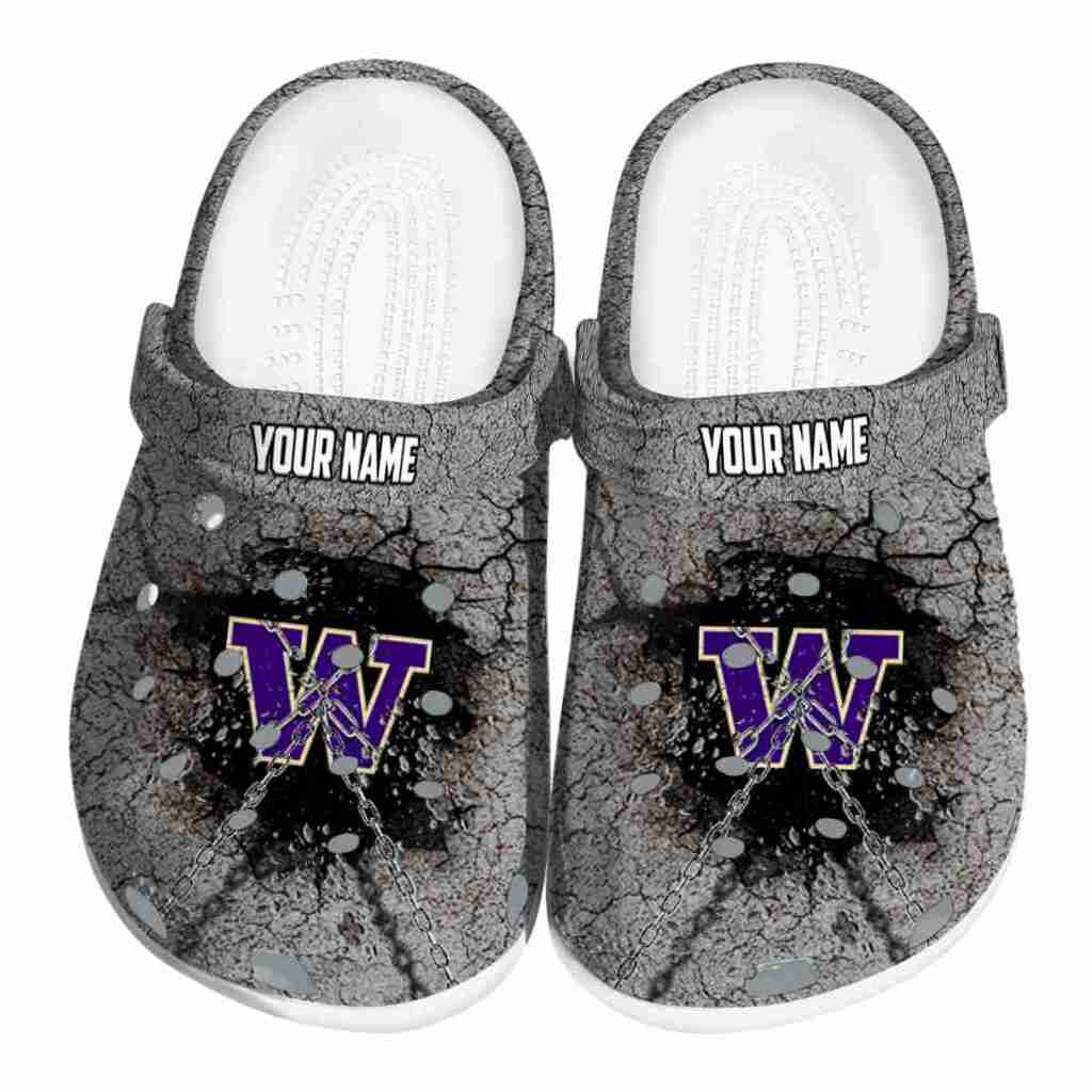 Personalized Washington Huskies Cracked Ground Texture ClogTVC180171