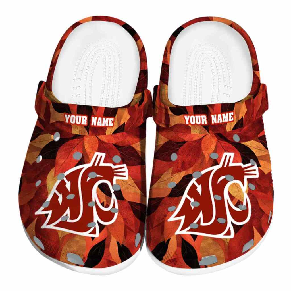 Personalized Washington State Cougars Autumn Leaves ClogTVC1801774
